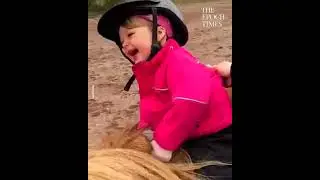 Little Girl Has Contagious Laugh On Horse 😍. Credit: JukinMedia