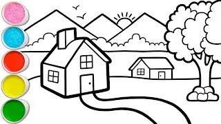 Landscape Picture Drawing, Painting and Coloring for Kids, Toddlers | Tips for Easy Drawing 