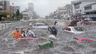 Japan in Chaos! City and Roads Sinks in Massive Flood! Typhoon Shanshan
