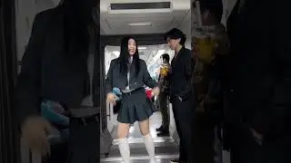 Beautiful Asian Girl Dancing inside the train - 