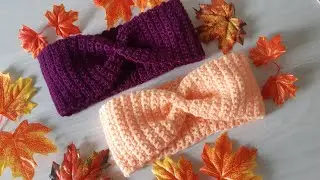 Осенний ХИТ. Повязка на голову крючком для начинающих. CROCHET CRUNCH.