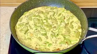 Quick Zucchini Casserole in a pan. Tasty. Fast. Helpful. Fried zucchini!