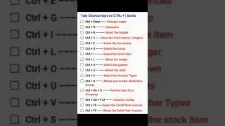 Tally shortcut keys in (Ctrl +) Series