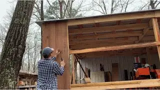 Hanging Wide Red Oak Siding from an Old Rotting Log