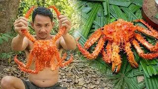 Cooking Alaska King Crab With Shrimp Eating So Delicious In The Forest