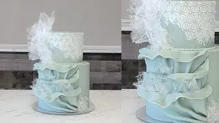 Modern Art Inspired Abstract Pleated Petal Cake | Minimal Stenciling | Cake Decorating Tutorial