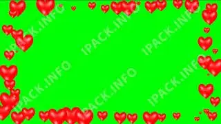 Animated ❤ Hearts frame Video footage on green screen. ❤ Blinked Hearts.