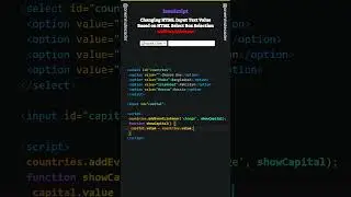 JavaScript · Changing HTML Input Text Value Based on HTML Select Box Selection · addEventListener