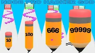 NOOB vs PRO vs HACKER vs GOD in Long Pencil Run iOS version