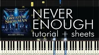 The Greatest Showman - Never Enough - Piano Tutorial + Sheets