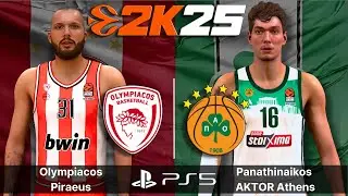 2025 EuroLeague NEW PLAYERS | OLYMPIACOS vs PANATHINAIKOS | EUROLEAGUE 2K25 PS5 [4K60] Full Gameplay