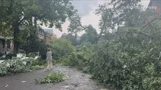 A tornado touches down in the city of Buffalo