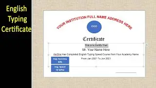 English Typing Certificate format