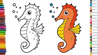 Draw cute SEAHORSE 🌊 🐴 💧 🐠 | Step by Step | Easy drawing for kids