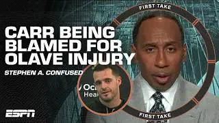 Michael Thomas BLAMES Derek Carr for Chris Olave's concussion? 🤔 Stephen. A is confused | First Take