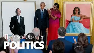 Obamas return to White House for official unveiling of their portraits