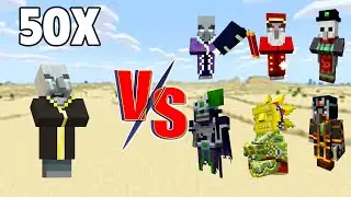 50 Evoker VS Sorcerer Team In Minecraft