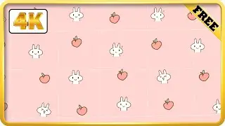 Kawaii pink background with peaches and bunnies animation loops