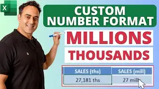 Microsoft Excel Custom Number Format Millions and Thousands