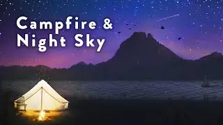 Campfire at Night with Stars | Crickets and Fire Sounds Nature Ambience for Sleep and Relaxation