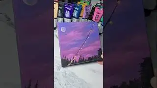 Pink clouds painting idea/ simple & easy acrylic painting for beginners ✨️