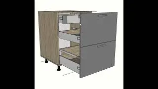 Компонент кухонного шкафа с выдвижными ящиками для проектов в SketchUp