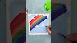 Drawing Hacks! Easy Rainbow and Clouds Painting #shorts