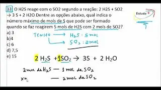 Reagente em Excesso e Limitante com número de mols