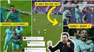 🔥😱Lewandowski brilliant penalty, Kounde's header & De Jong Masterclass for Barcelona Vs osasuna