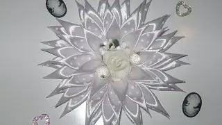 DIY. Цветок астры ,на 1 сентября и любой праздник ,из лент и розы фамиран ,в технике  канзаши
