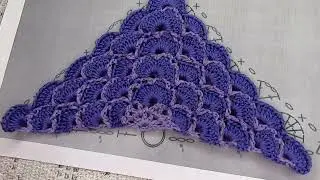 ШАЛЬ по СХЕМЕ двухцветная и двухсторонняя , вязание крючком , crochet shawl ( Шаль № 387)