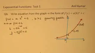 How to write equation of exponential function from graph f(x)=a(b)^x+c