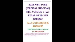 2023 Hesi Medical Surgical Med SurgExit Exam Version 2 V2 All 55 Q&A Net Gen Format   A++ Guaranteed