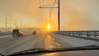 Солнце в морозной дымке. Аномальные холода в Сибири