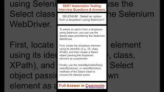 SELENIUM : How can you select an option from a dropdown using Selenium?