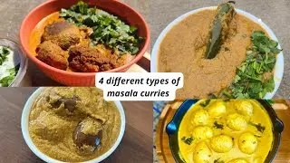 4 Different Varieties of Masala Gravy/Mirichikasalan/MasalaEggCurry/CoconutKababkoram/BrinjalCurry