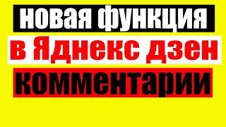 Новая функция в Яндекс Дзен Вкладка Комментарии