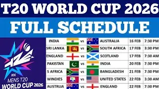 T20 World Cup 2026 Schedule: ICC Men's T20 World Cup 2026 Schedule, Date, Time & Venues ll ICC WC 20