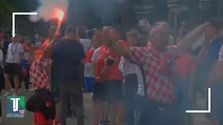 Atmosphere is ON FIRE! - Spanish and Croatian soccer fans CELEBRATE together in Berlin