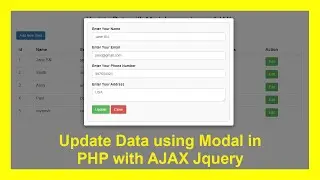 Update Data using Bootstrap Modal in PHP with AJAX Jquery with Source Code