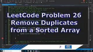 LeetCode problem 26 Remove Duplicates from Sorted Array solution implemented in C#