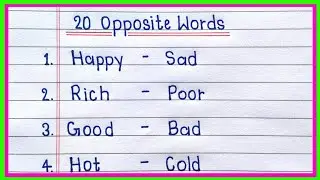 20 Opposite Words | Opposite Words in English | Antonyms Words | English Opposite Words |