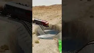 Water and Acid and Lava Pothole Rail Tracks VS Trains - BeamNG.Drive