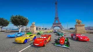 Pixar Cars 3 - Street Racers in Paris - McQueen The King Cruz Ramirez Chick Hicks Jackson Storm GTAV