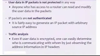 security problems in IP in network security