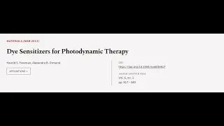 Dye Sensitizers for Photodynamic Therapy | RTCL.TV