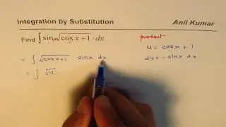 Integration of product of trig functions by substitution sinx sqrt (cosx + 1)