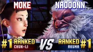 SF6 ▰ MOKE (#1 Ranked Chun-Li) vs NAOOONN (#1 Ranked Akuma) ▰ High Level Gameplay