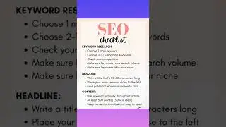 SEO Checklist 2022 #shorts