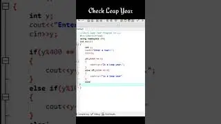 Check Leap Year Program in CPP #shorts